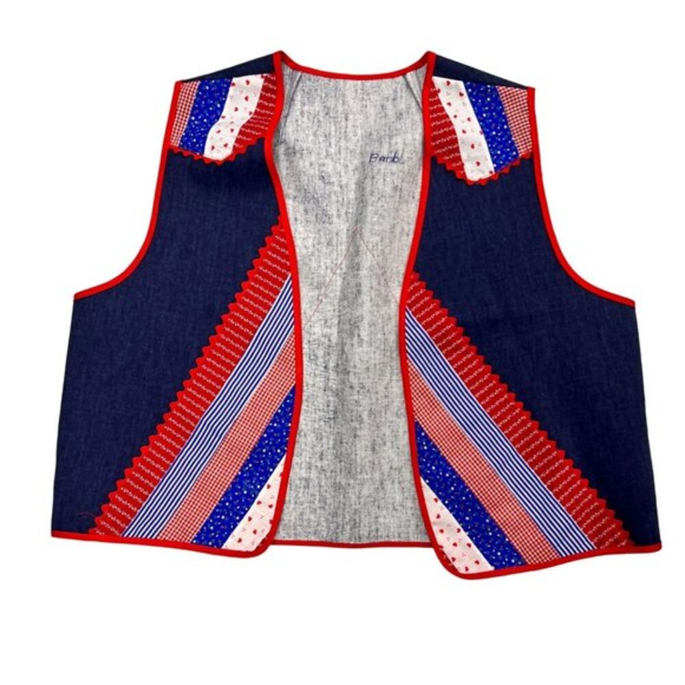 Vintage Handmade Crazy Quilt Denim Vest